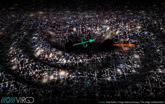 Rappresentazione di due buchi neri che generano un'onda gravitazionale
