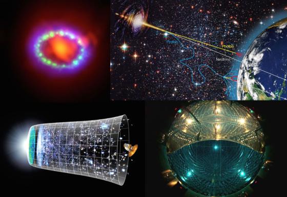 Collage di immagini della fisica delle astroparticelle