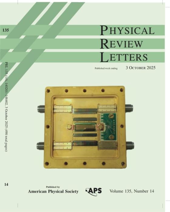 Copertina del Physical Review Letters - 3 ottobre 2025